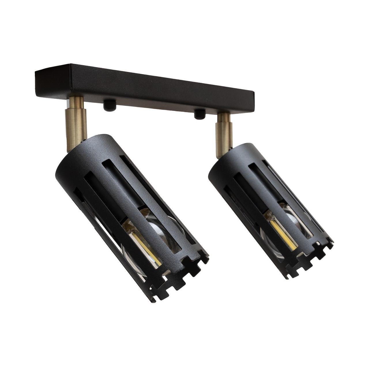 Спот-светильник MSK ELECTRIC Teramo с поворотным механизмом под две лампы Е27 Черный (NL 18050-2 BK) - фото 2