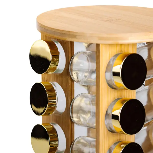 Набір ємностей для спецій YIWU на дерев'яній підставці 16 баночок по 110 мл Прозорий (147-107-HP-1367) - фото 7