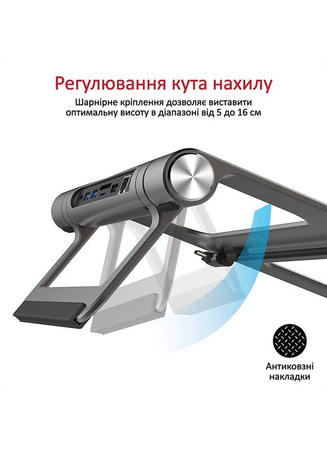 USB-C хаб 9-в-1 Promate PrimeBase-C USB-C PD/HDMI/2xUSB 3.0/RJ45/SD/MicroSD Grey - фото 3