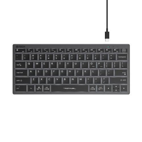 Клавіатура A4Tech FX61 Fstyler USB/біле LED підсвічування/компактна/ультратонка/перемикачі Scissor/12 Чорний/Сірий (2881184171)