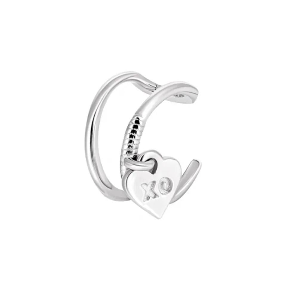 Серьга кафа обманка с сердцем серебро 925 пробы родированное 0,50 г (с2/1283)