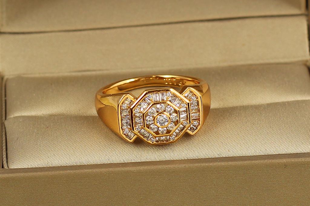 Кольцо Xuping Jewelry Октагон р. 22 Золотистый (31210332)