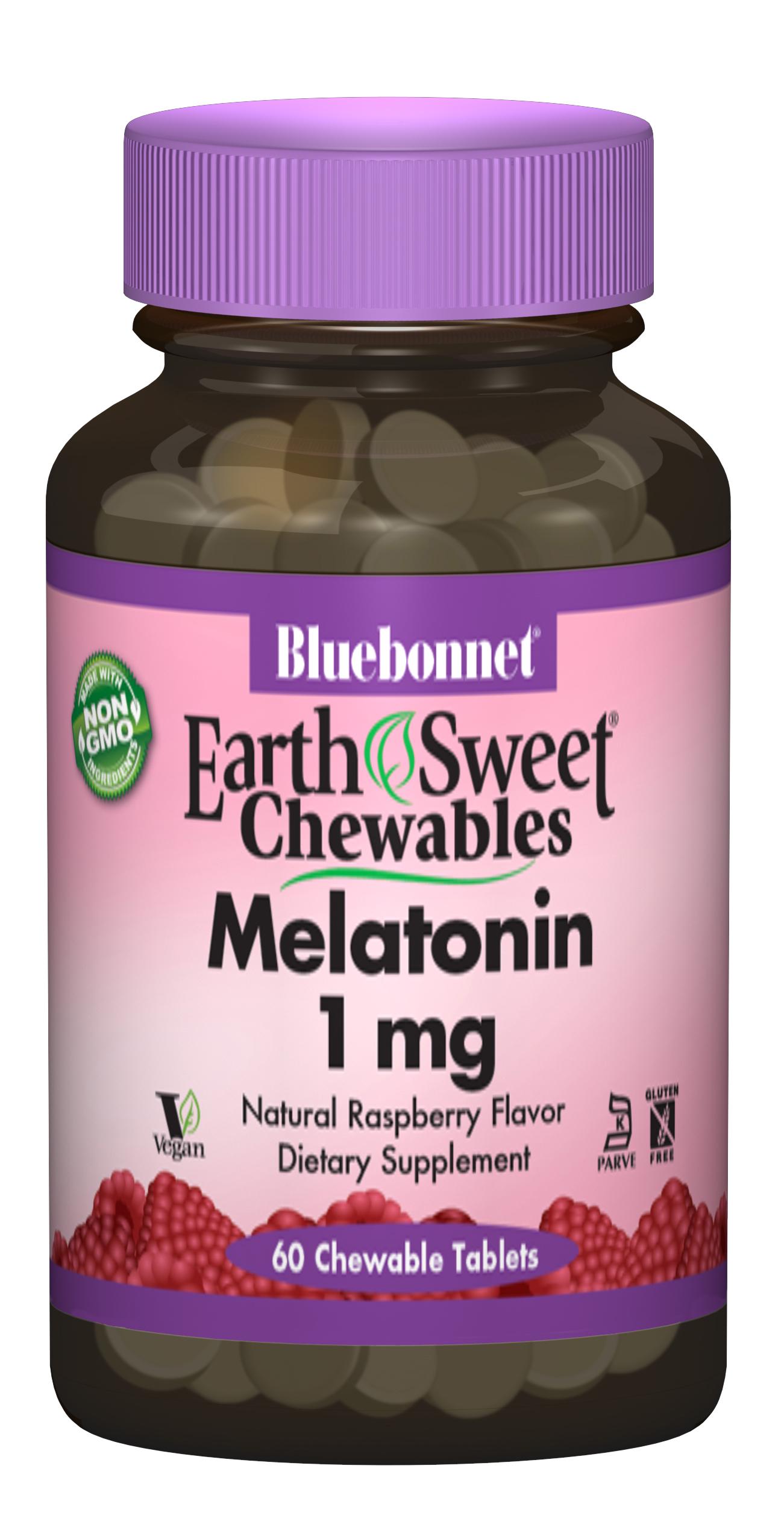 Мелатонин Bluebonnet Nutrition Earth Sweet Chewables 1 мг вкус малины 60 жевательных таблеток (BLB0990)