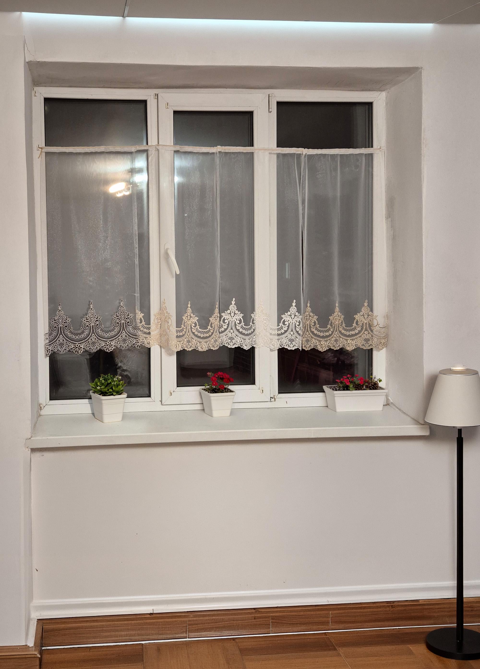 Комплект фіранок на стулку вікна Firanka Combi 4 шт. 180x90 см Кремовий з бежевим і коричневим (10_6ф)