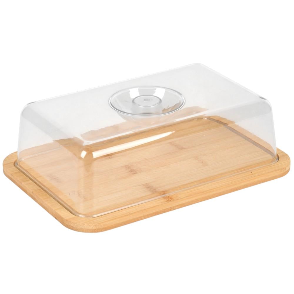 Блюдо с крышкой R35830 26х19х8 см Прозрачный с коричневым (32534342)