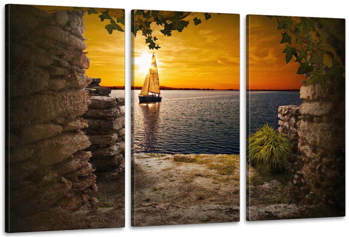 Картина модульная в гостиную/спальню Лодка в море 70х130 см (ART-313_3A)