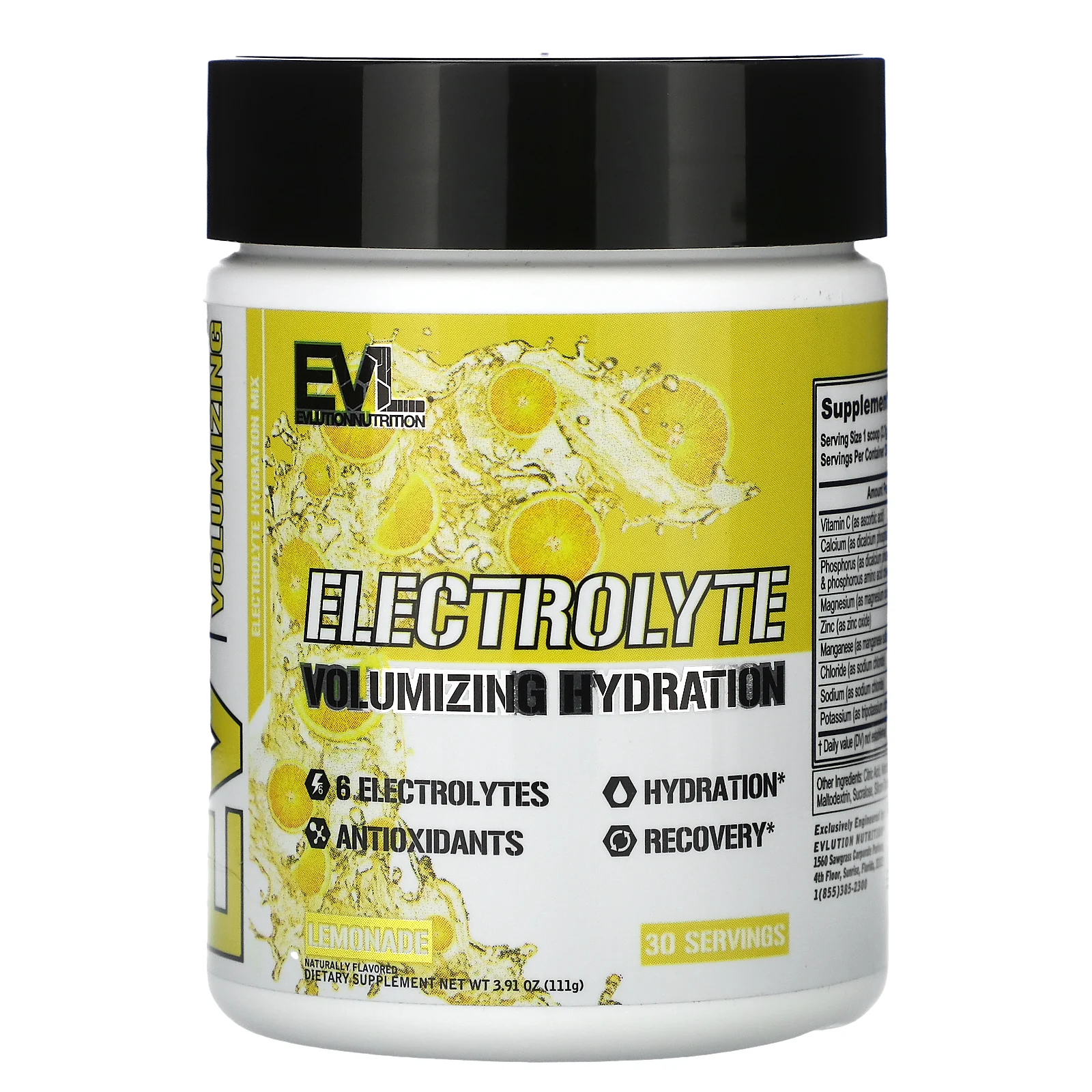 Добавка EVLution Nutrition Electrolyte Volumizing Hydration Lemonade 3,91 унций 111 г Добавка EVLution Nutrition Electrolyte Volumizing Hydration Lemonade 3,91 унций 111 г
