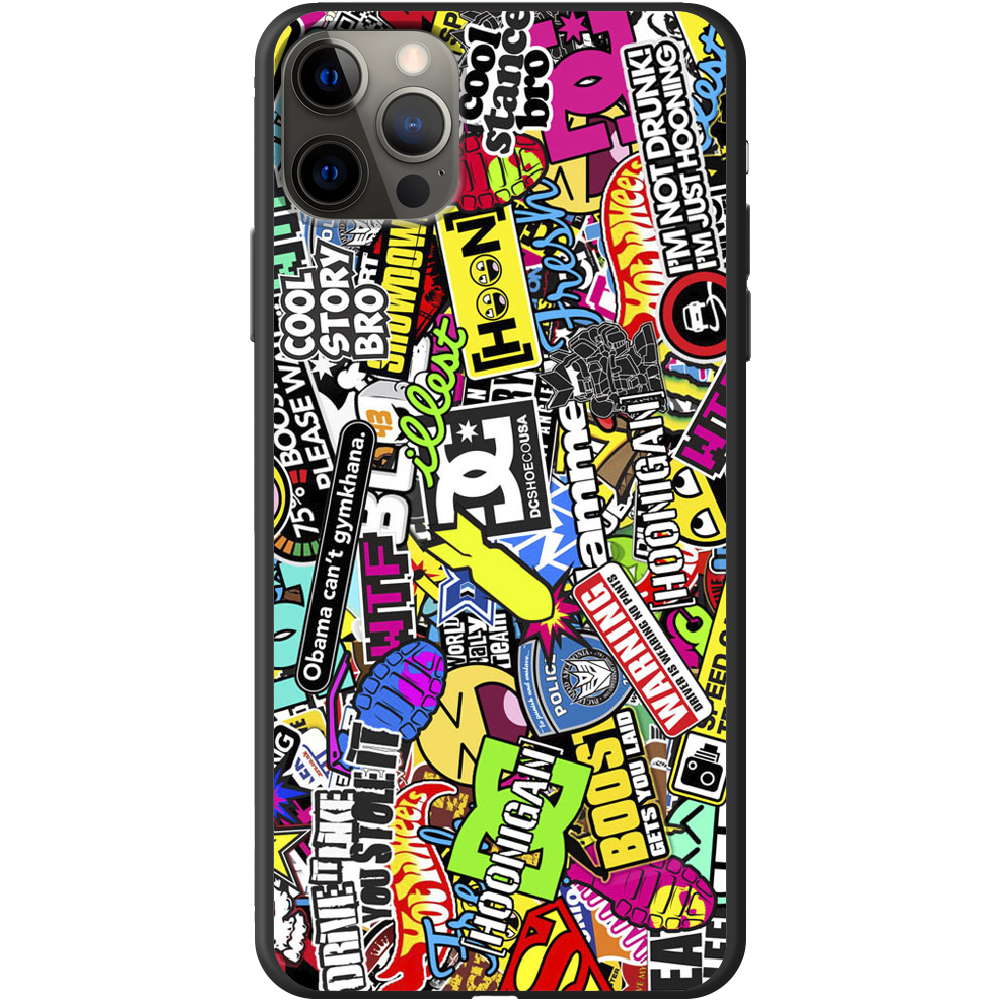 Чехол Boxface iPhone 12 Pro Multicolored Inscriptions Черный силикон (41086-up880-41089)