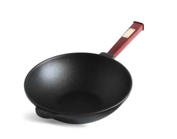 Сковорода чугунная Brizoll WOK с деревянной ручкой и стеклянной крышкой 2,8 л Bordo (W26HP2-6) - фото 2 Сковорода чугунная Brizoll WOK с деревянной ручкой и стеклянной крышкой 2,8 л Bordo (W26HP2-6) - фото 2