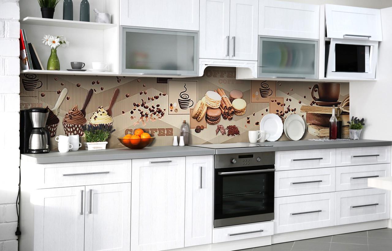 Кухонный фартук Кремовый мусс виниловый самоклеющийся 60х250 см