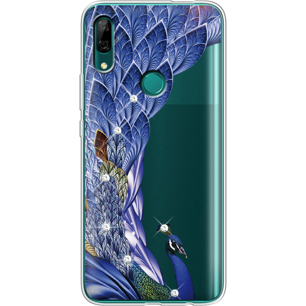 Чехол Boxface Huawei P Smart Z Павлин со стразами Прозрачный силикон (37381-rs7-37381)