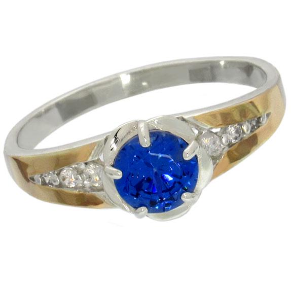 Женское серебряное кольцо с золотыми пластинами Анжелика 17,5 (067к.03-4)