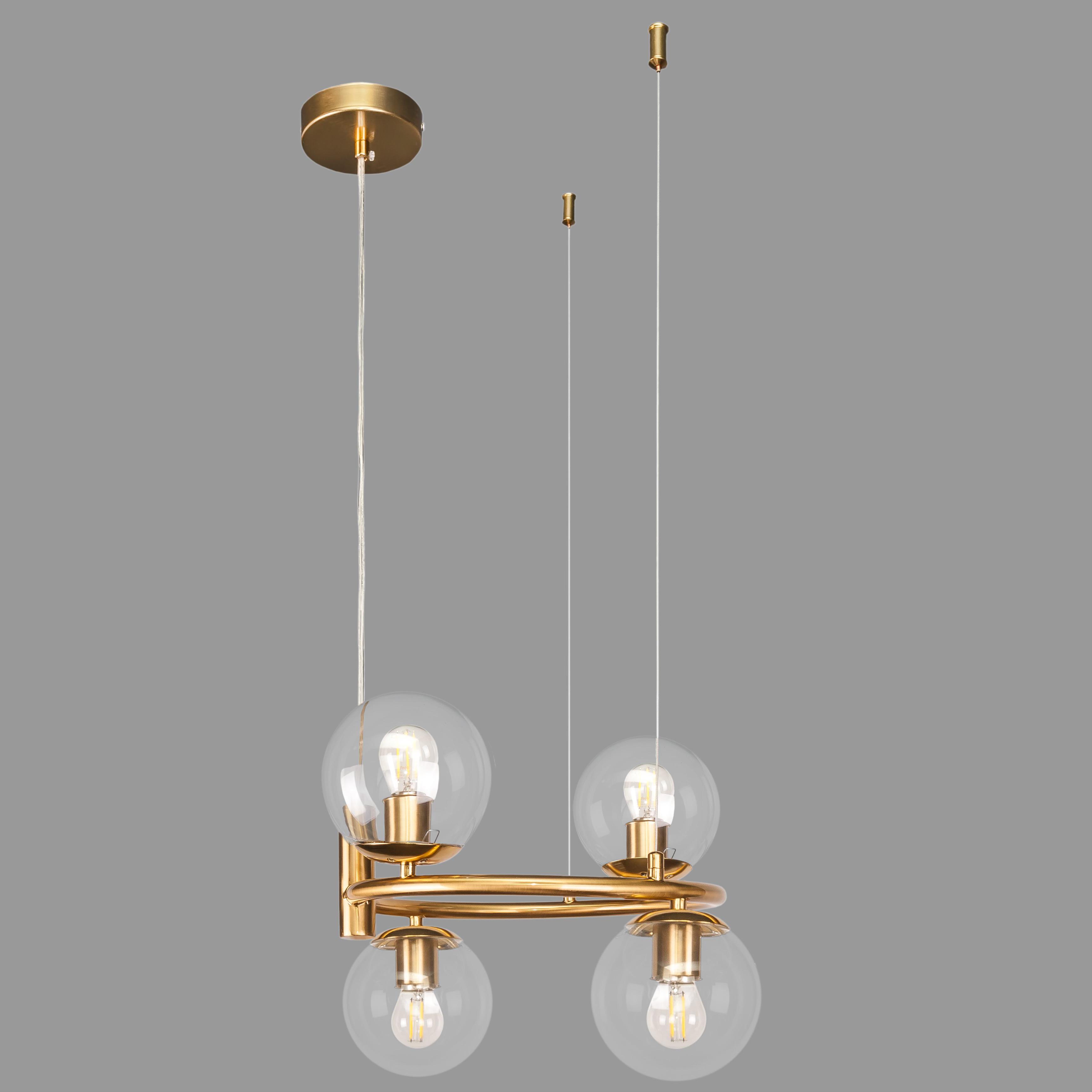 Люстра подвесная Bubbles круглая на 4 лампы Бронзовый (52-1011-4 BRZ+CL)