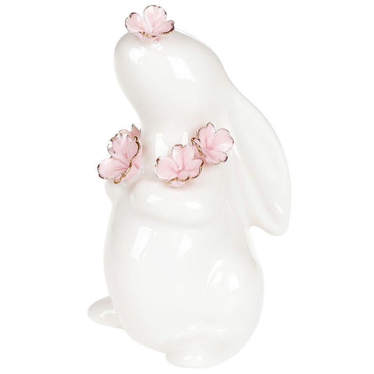 Статуэтка декоративная BonaDi Кролик с цветами 10 см (727-307)
