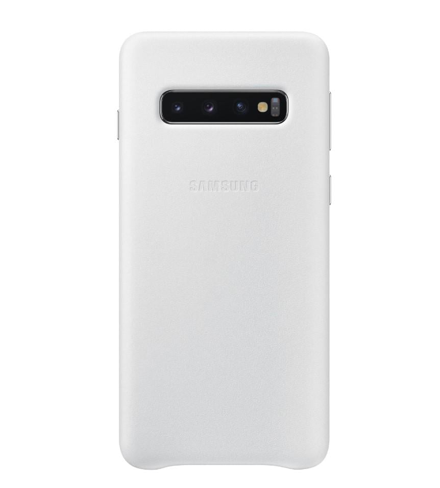 Чехол защитный натуральная кожа Samsung Galaxy S10 SM-G973 Leather Cover Белый