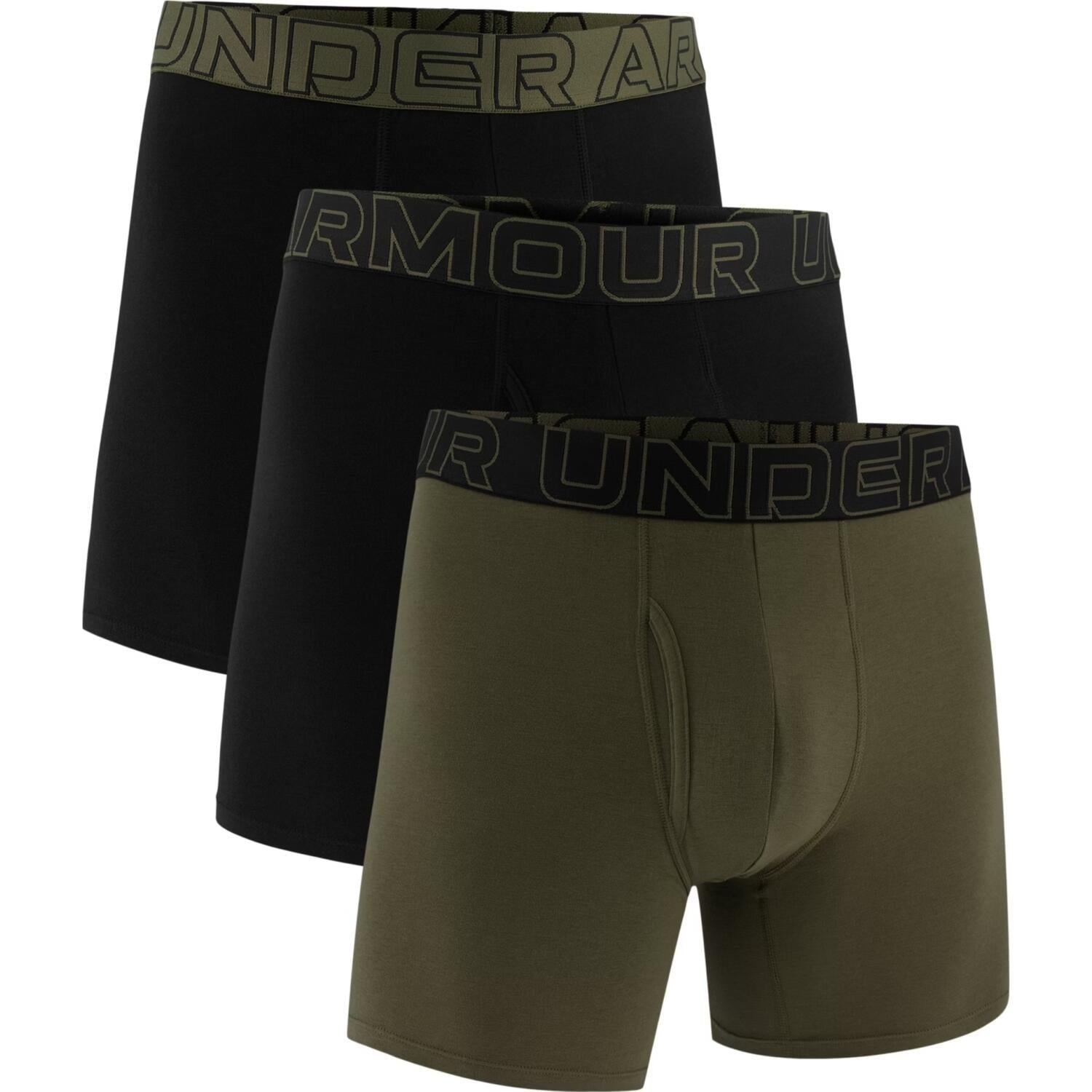 Труси боксерки Under Armour PERFORMANCE COTTON 6IN 3-PACK BOXERJOCK чорні 1383889-005 3 шт. L Хакі (63866-51)