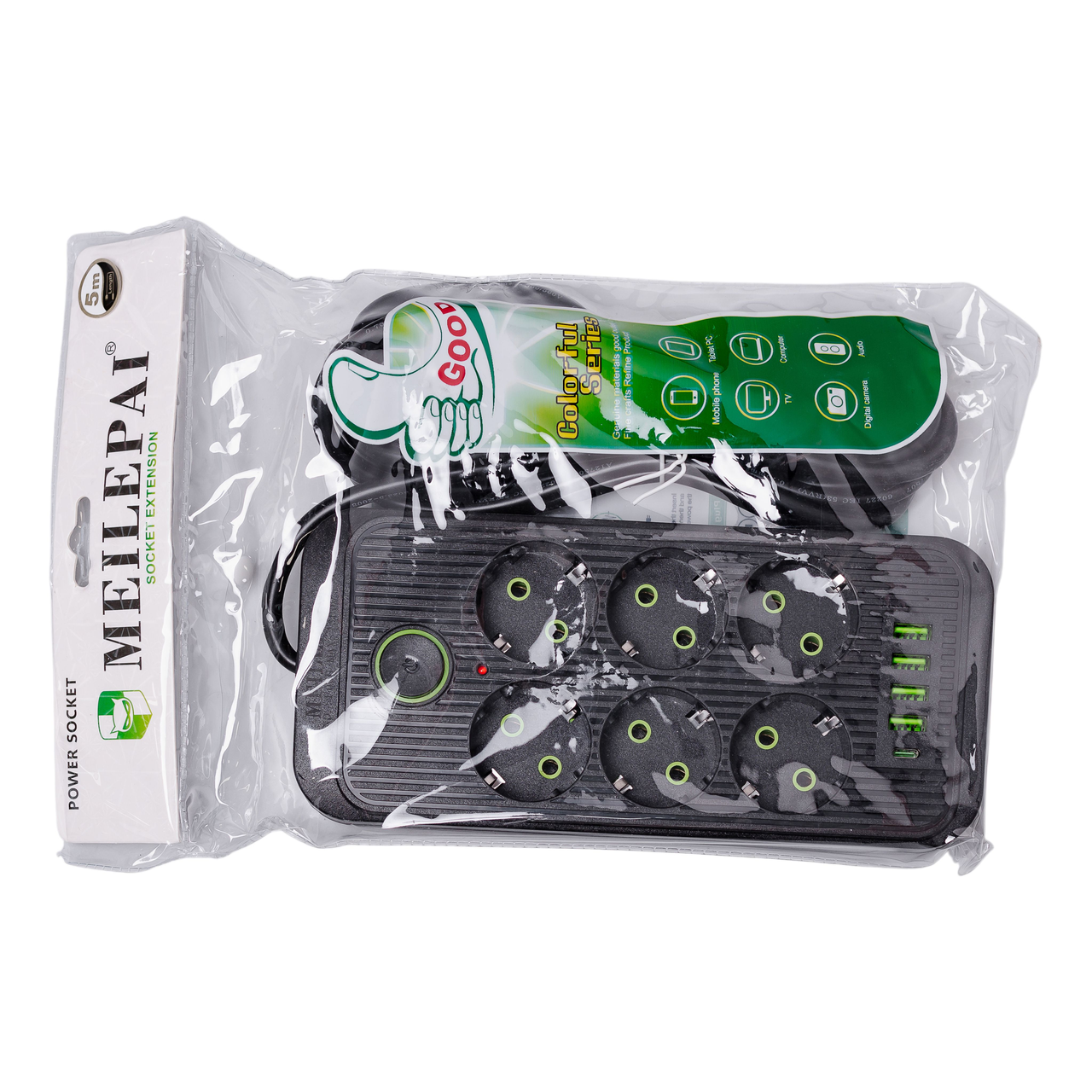 Подовжувач HP-5-26 F06U на 6 розеток 4 USB 1 Type-C та кнопкою відключення 5 м Чорний (7444) - фото 7