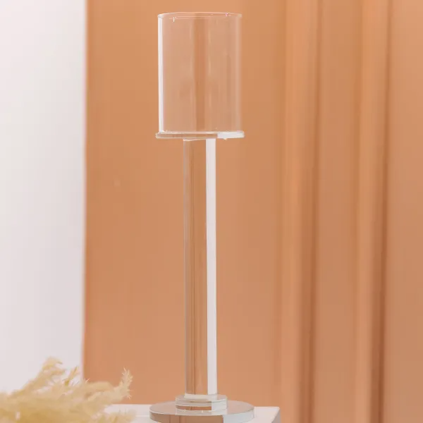 Свічник скляний високий Cylinder 31 см Прозорий - фото 4 Свічник скляний високий Cylinder 31 см Прозорий - фото 4