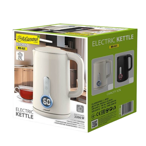 Електрочайник Maestro MR-025-BLACK сенсорна панель 1,7 л 1850-2200W (2186411302) - фото 3 Електрочайник Maestro MR-025-BLACK сенсорна панель 1,7 л 1850-2200W (2186411302) - фото 3