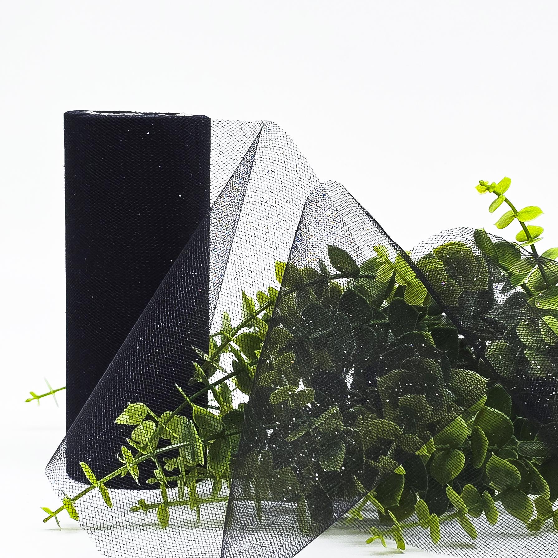 Фатин с напылением серебряные блестки ширина 14 см рулон 9 м Синий