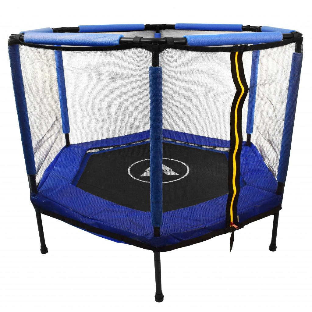 Батут Atleto 140 см шестиугольный с сеткой синий (2100011312)