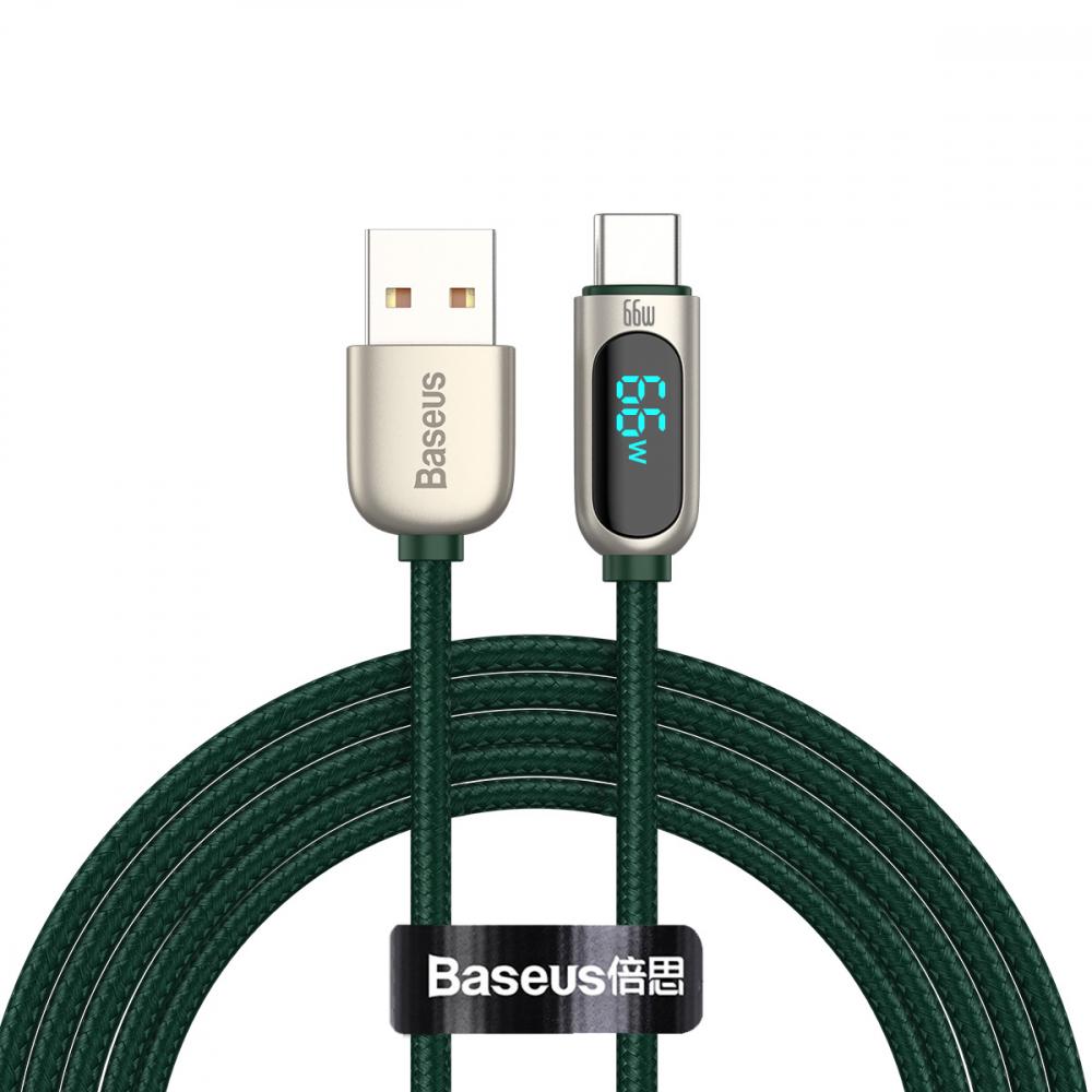 Кабель BASEUS CASX020106 Display Fast Charging Type-C 5А 66W 2 м Green (11879152)