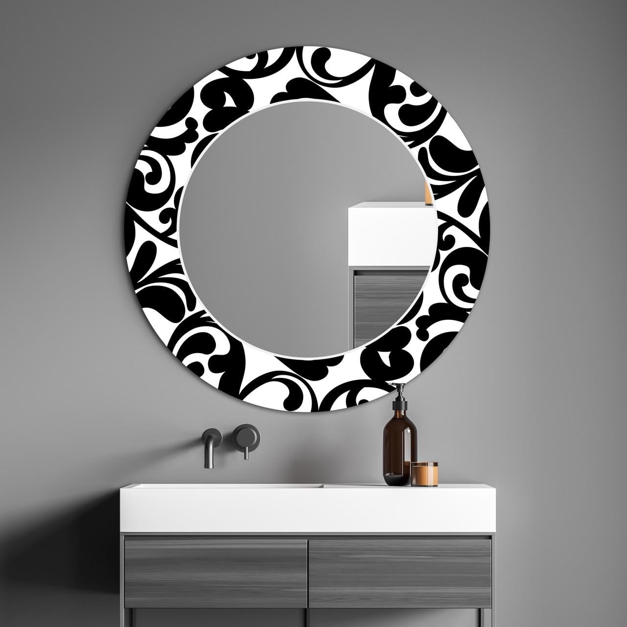 Зеркало на стену NovellaPrint с рисунком орнаметна круглое 60 см (2001.2)