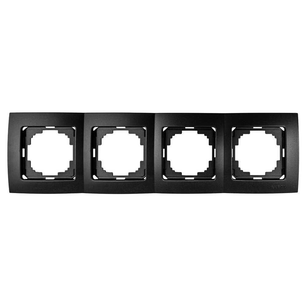Рамка четырехместная горизонтальная Nilson Touran Черный матовый (00000024444)
