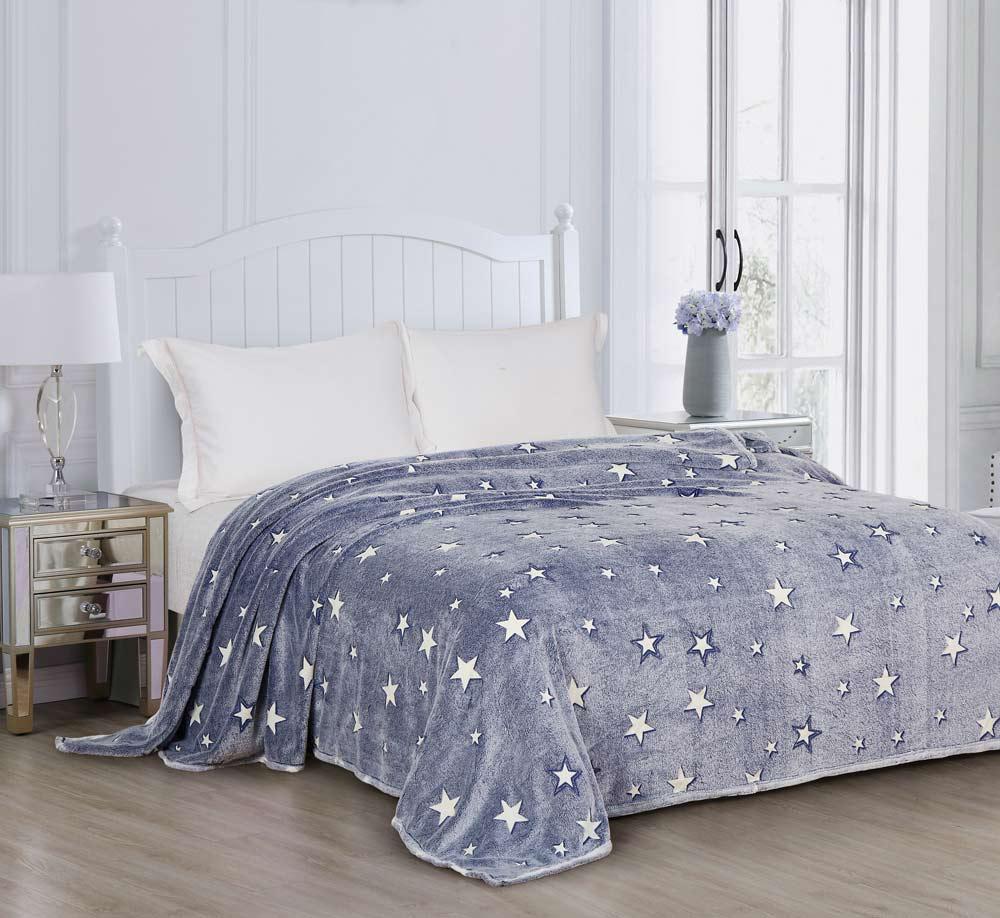 Плед флісовий Love You що світиться в темряві 200х220 см Зірки (82992)