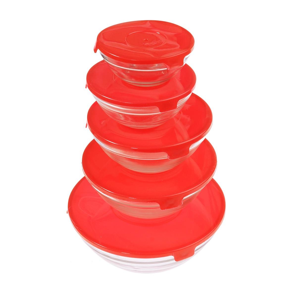 Пищевые контейнеры Wellamart стекло 5 шт. Красный (5720-1)