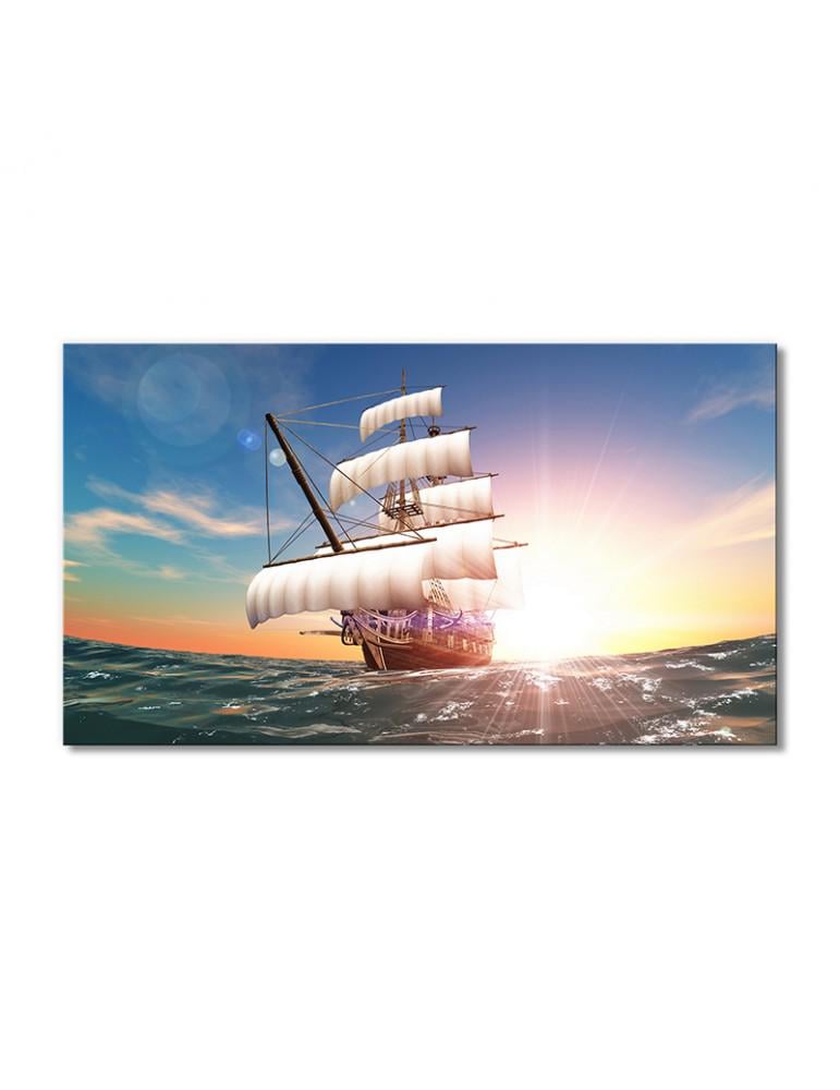 Картина модульная Солнечные лучи и корабль с парусами 1 модуль 60x90 см