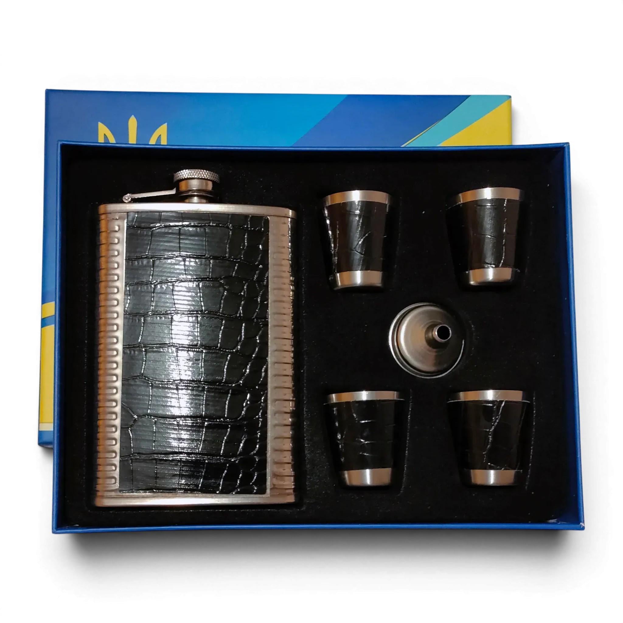 Набор подарочный Moongrass TZ-46 6в1 фляга лейка рюмки 4 шт. Black (12254)