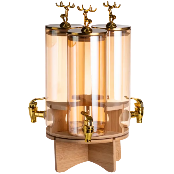 Диспенсер для напитков тройной на бамбуковой подставке 5,5 л