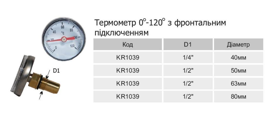 Термометр фронтальный Karro 1/2" ø 50 мм 120 °C - фото 2