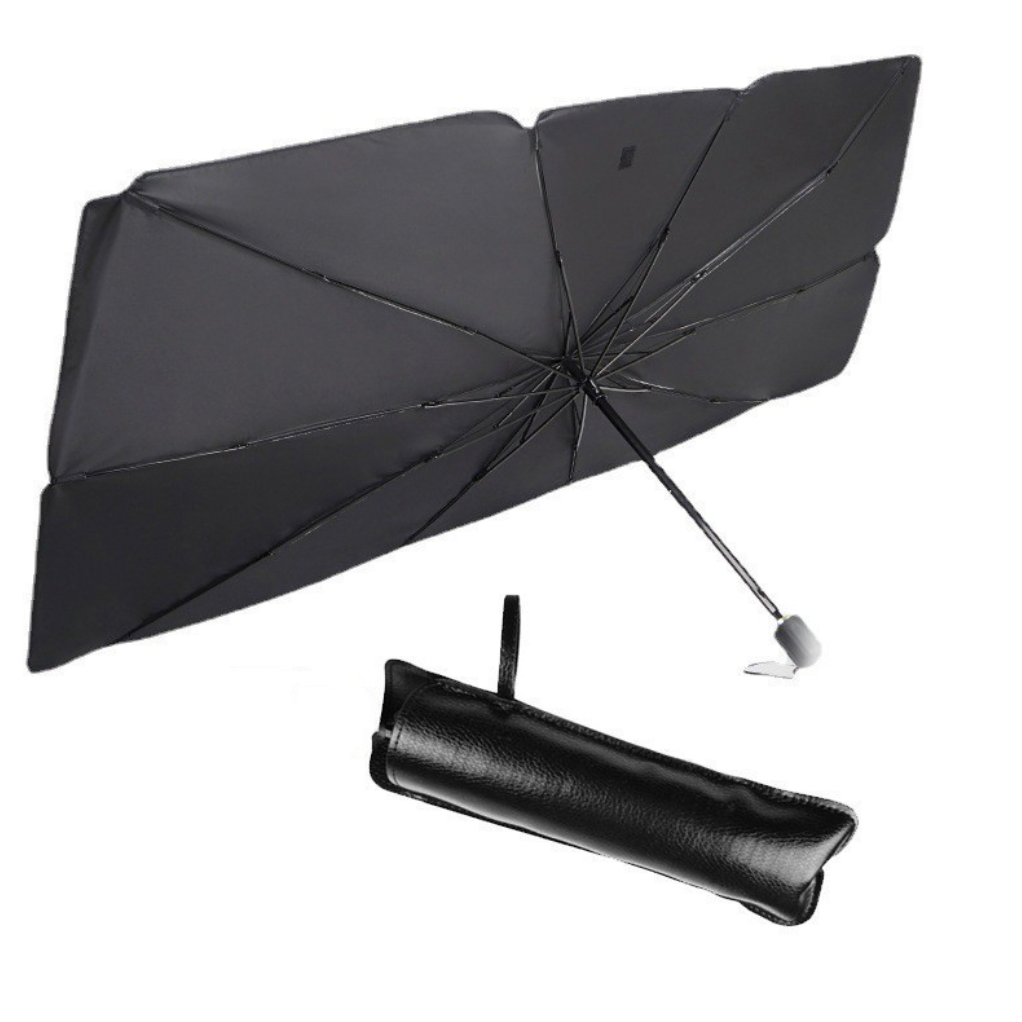 Парасолька автомобільна сонцезахисна на лобове скло з чохлом 140x80 см (Е500094)