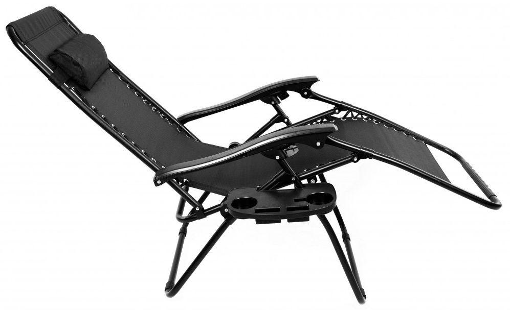 Шезлонг складной с подстаканником и подголовником кресло на 3 положения 160 см Черный - фото 4 Шезлонг складной с подстаканником и подголовником кресло на 3 положения 160 см Черный - фото 4