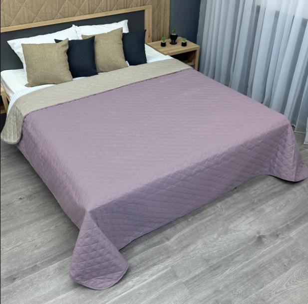 Покрывало двухстороннее микрофибра Decorator Microfiber Ромб 160х215 см Сиреневый/Бежевый (85-118 1)