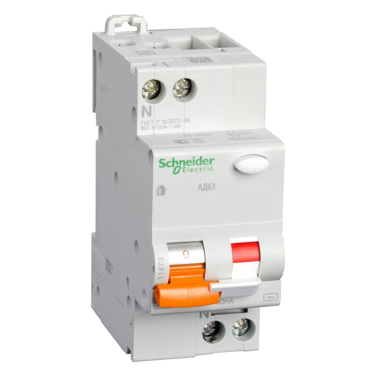 Дифавтомат Schneider Electric 40A 30mA 4,5kA 2 полюса тип C тип AC 11475 Домовой АД63К (09644) Дифавтомат Schneider Electric 40A 30mA 4,5kA 2 полюса тип C тип AC 11475 Домовой АД63К (09644)