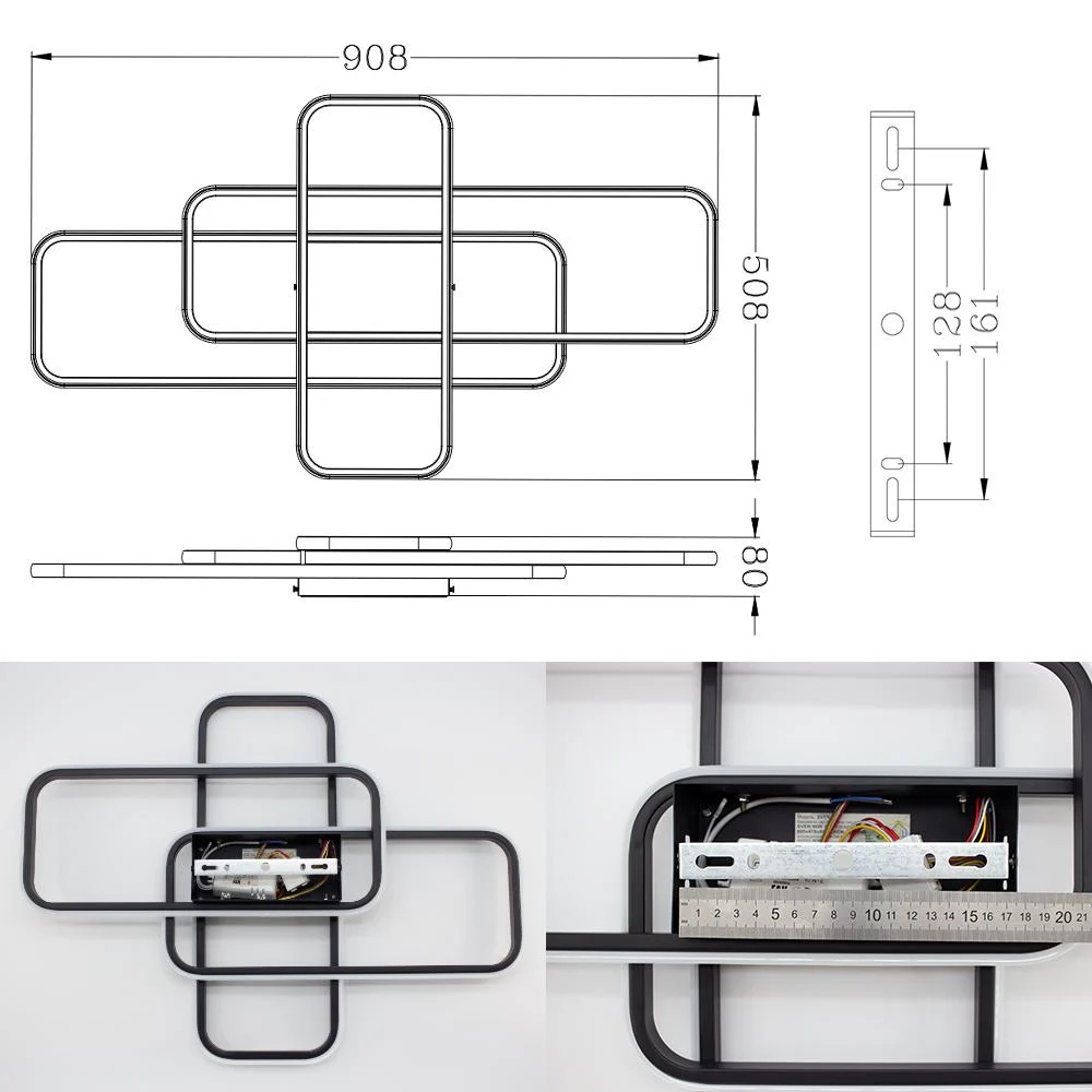 Люстра светодиодная ESLLSE SVEN 3SQ с пультом 90 Вт 635x478x75 мм Черный (10567) - фото 8 Люстра светодиодная ESLLSE SVEN 3SQ с пультом 90 Вт 635x478x75 мм Черный (10567) - фото 8