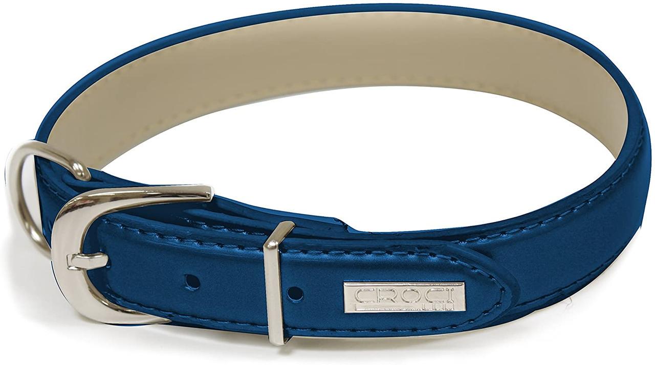 Нашийник для собак Croci COLLARE LUXURY екошкіра 30-35  см 15 мм Синій перламутр (1254840999)