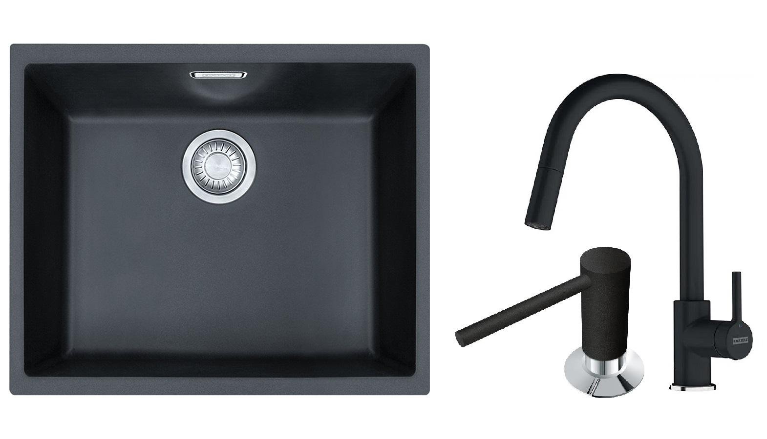 Комплект из кухонной мойки Franke Sirius SID 110-50 кухонного смесителя Franke Lina и дозатора моющих средств Franke Comfort (37121)
