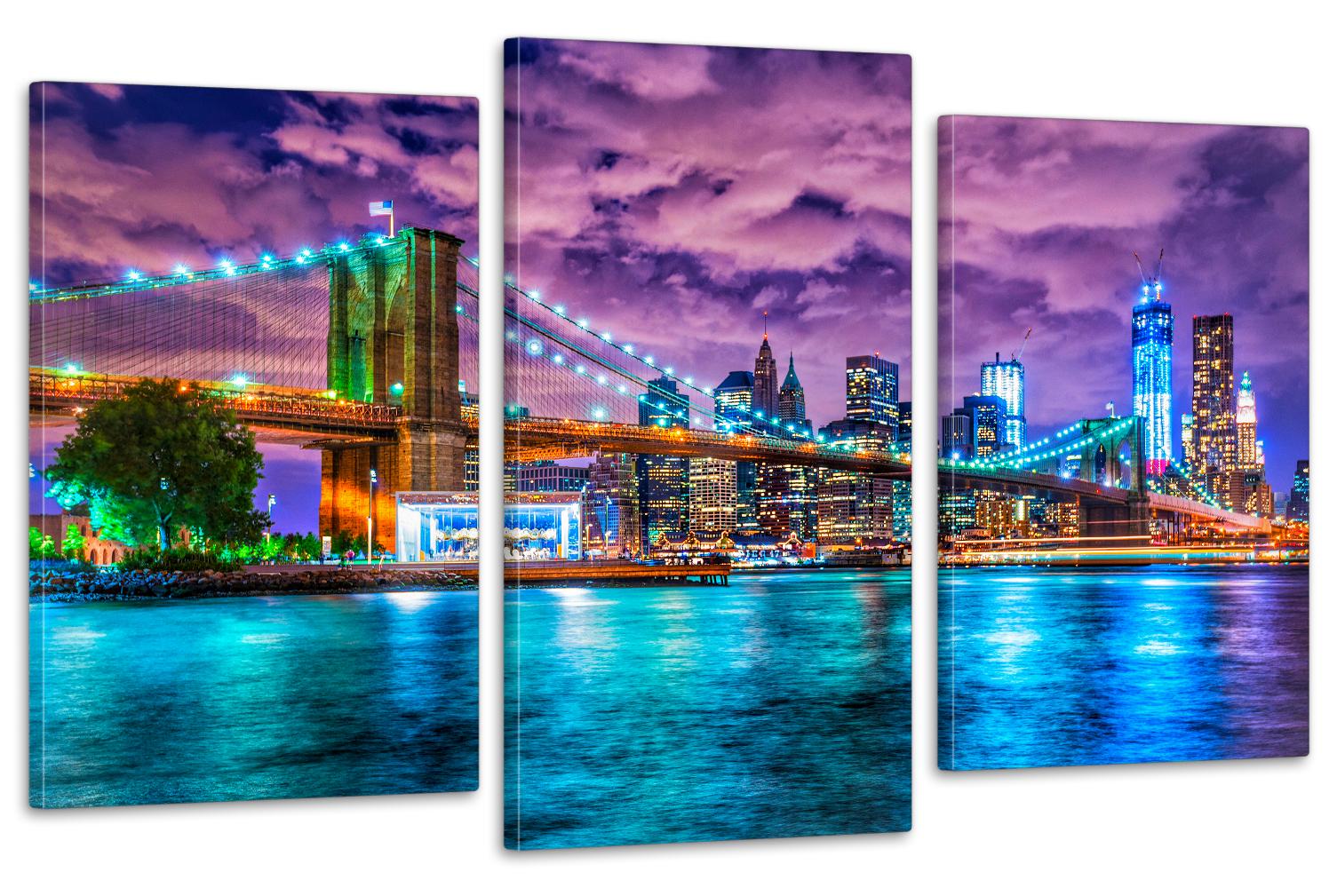 Модульная картина в гостиную /спальню Манхэттенский мост Нью-Йорк 53х100 см (Art-653_3)
