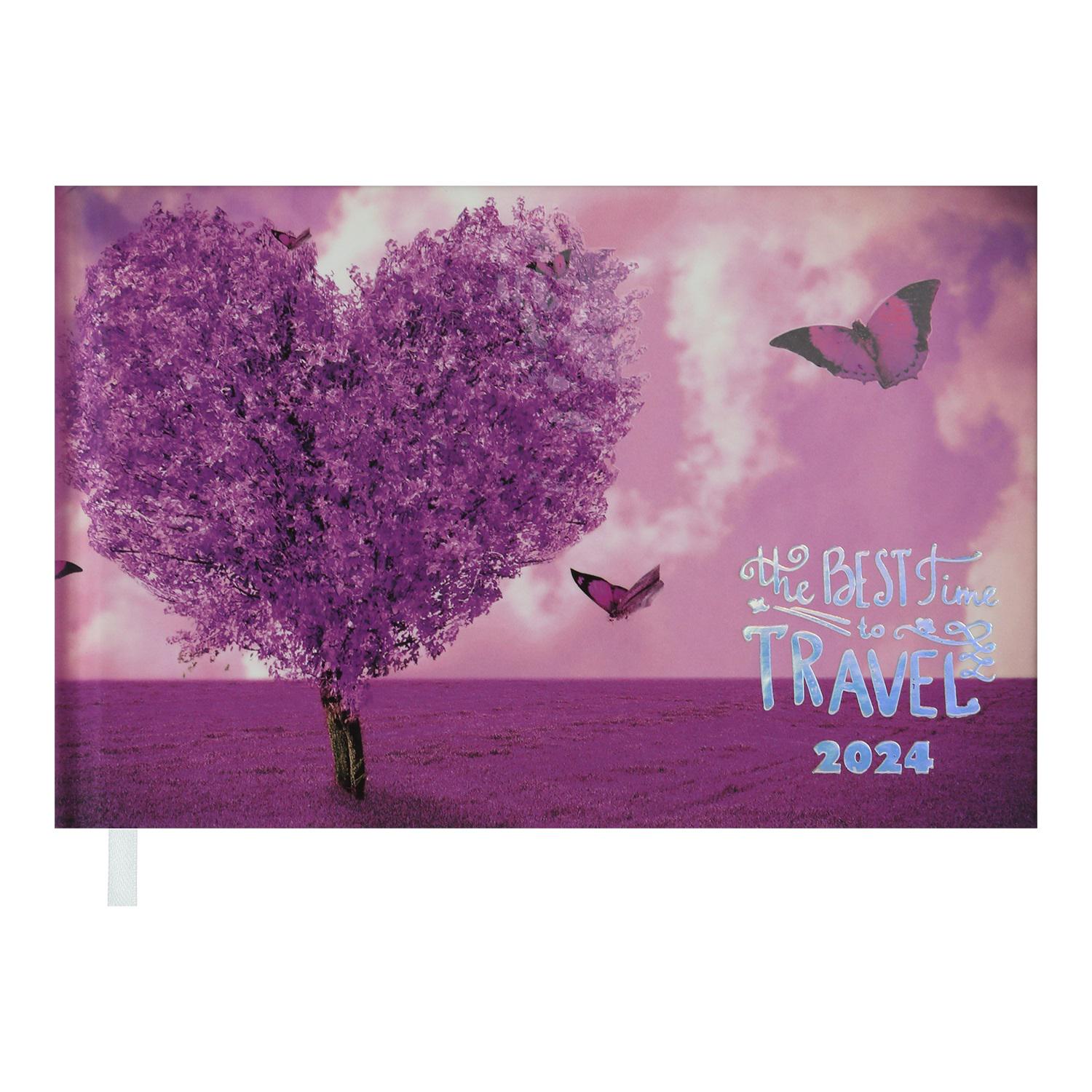 Еженедельник датированный Buromax Romantic 2024 153х87 мм 128 стр. Фиолетовый (BM.2810-07)