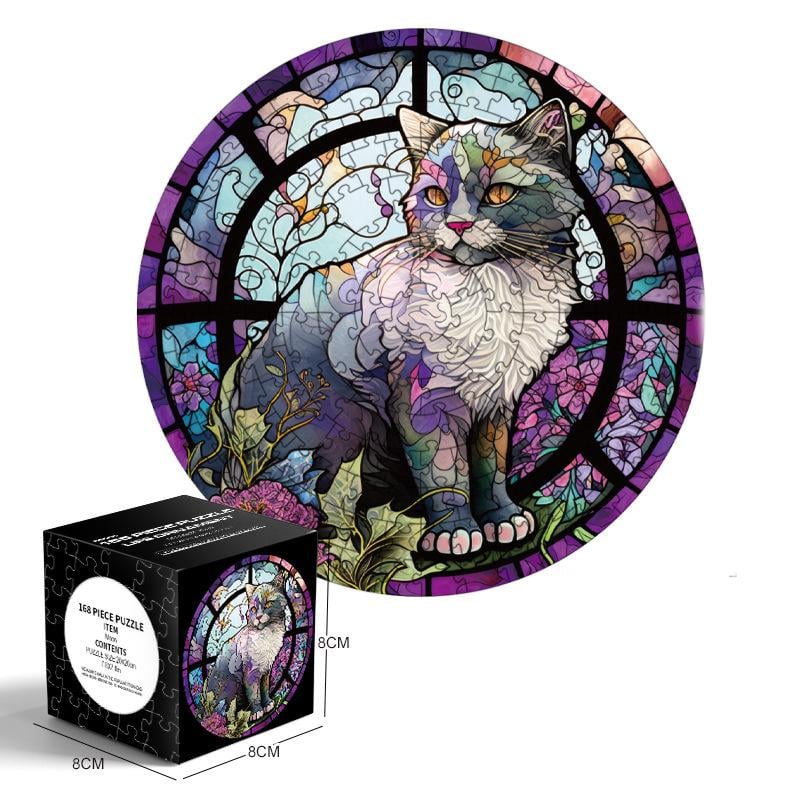 Пазли дитячі круглі Кішка вітраж 168 ел. d 20 см (23689549) - фото 5