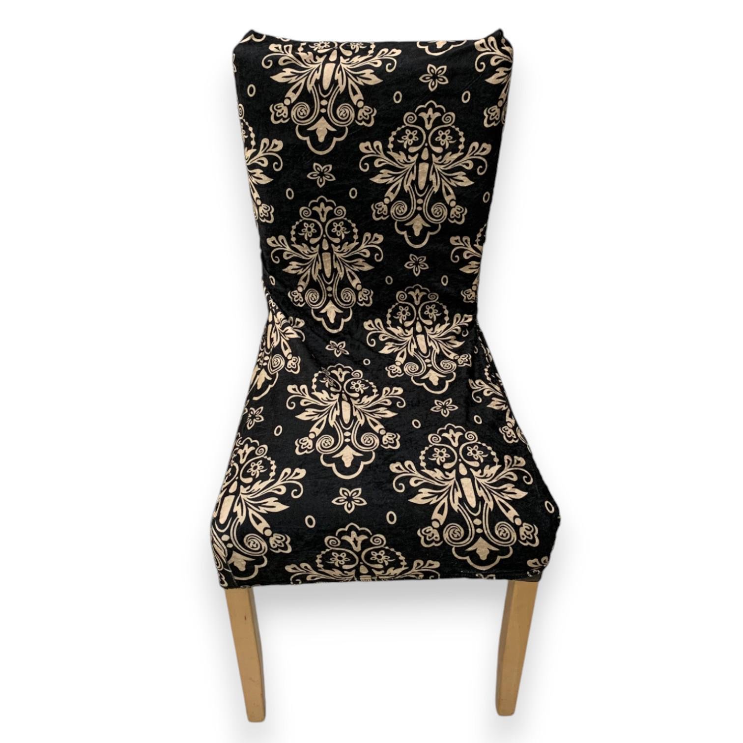 Чехол для стула Вензель со спинкой натяжной 60 см Черный (2149550632) Чехол для стула Вензель со спинкой натяжной 60 см Черный (2149550632)