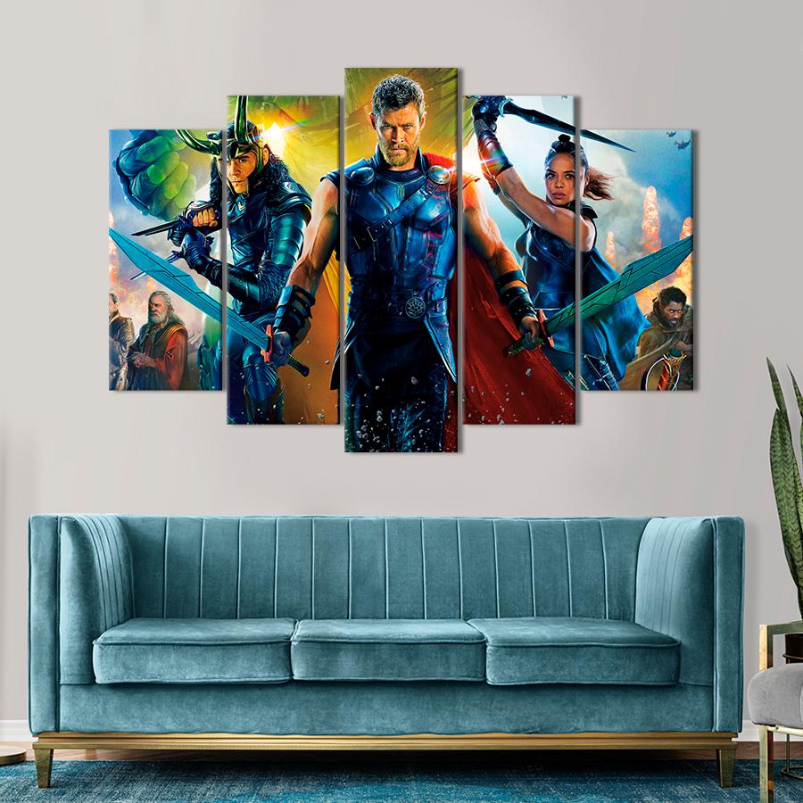 Настенний декор Главные герои фильма Тор: Рагнарёк от Марвел 137x85 см (A121-5)