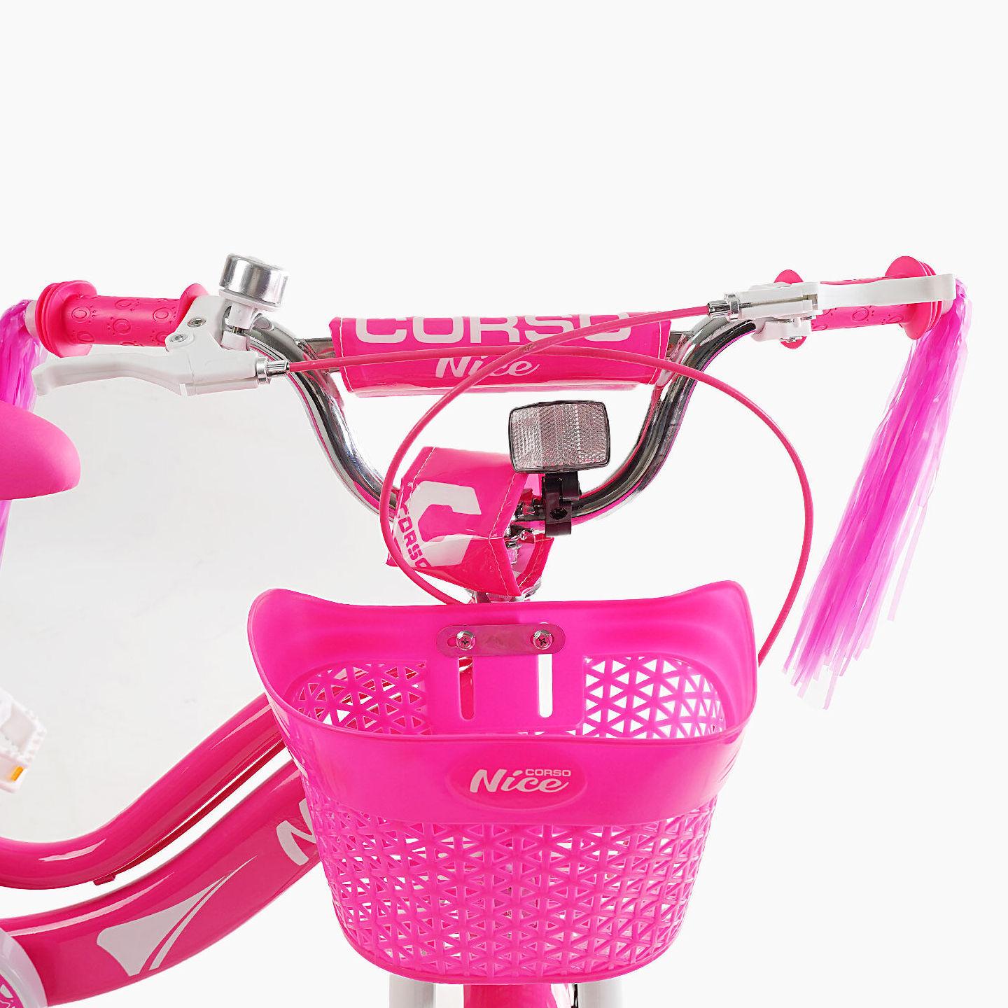 Велосипед двоколісний дитячий Corso Nice 18" з кошиком та багажником Малиновий - фото 7 Велосипед двоколісний дитячий Corso Nice 18" з кошиком та багажником Малиновий - фото 7