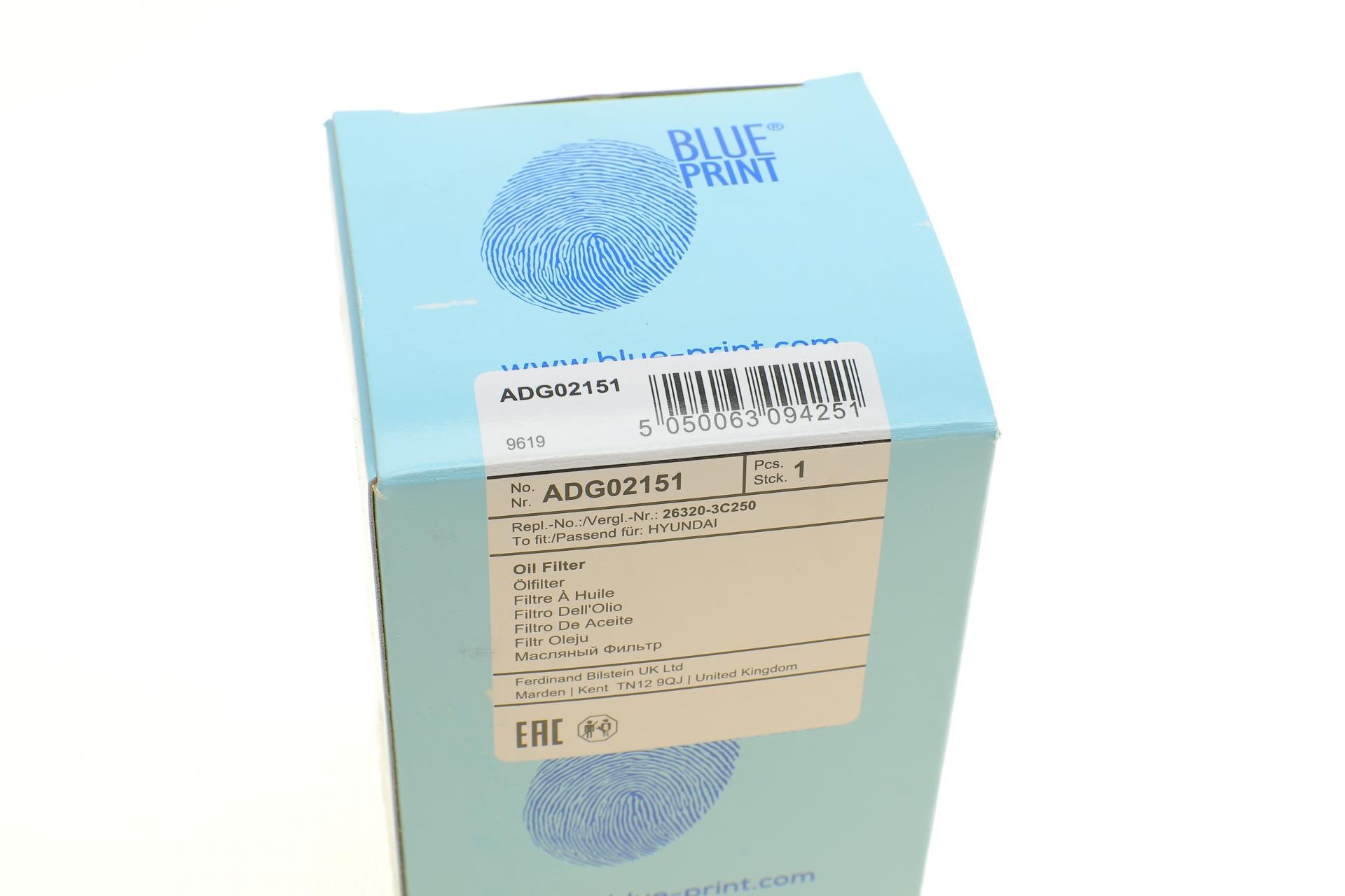 Фильтр масляный BLUE PRINT для Kia Ceed 1,6CRDi 06- (ADG02151)