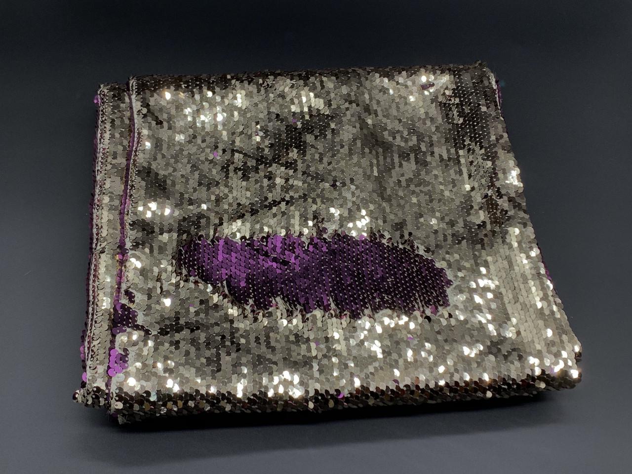 Ткань Пайетка перевертыш двухсторонняя 1 м зеркальная Фиолетовый (885777481)