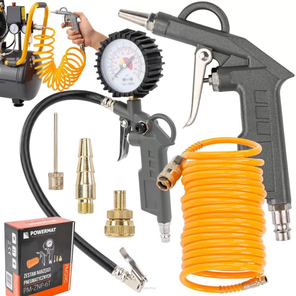 Набір пневмоінструментів Powermat PM-ZNP-6T 2597104176 2 пістолета шланг 5 м - фото 3 Набір пневмоінструментів Powermat PM-ZNP-6T 2597104176 2 пістолета шланг 5 м - фото 3
